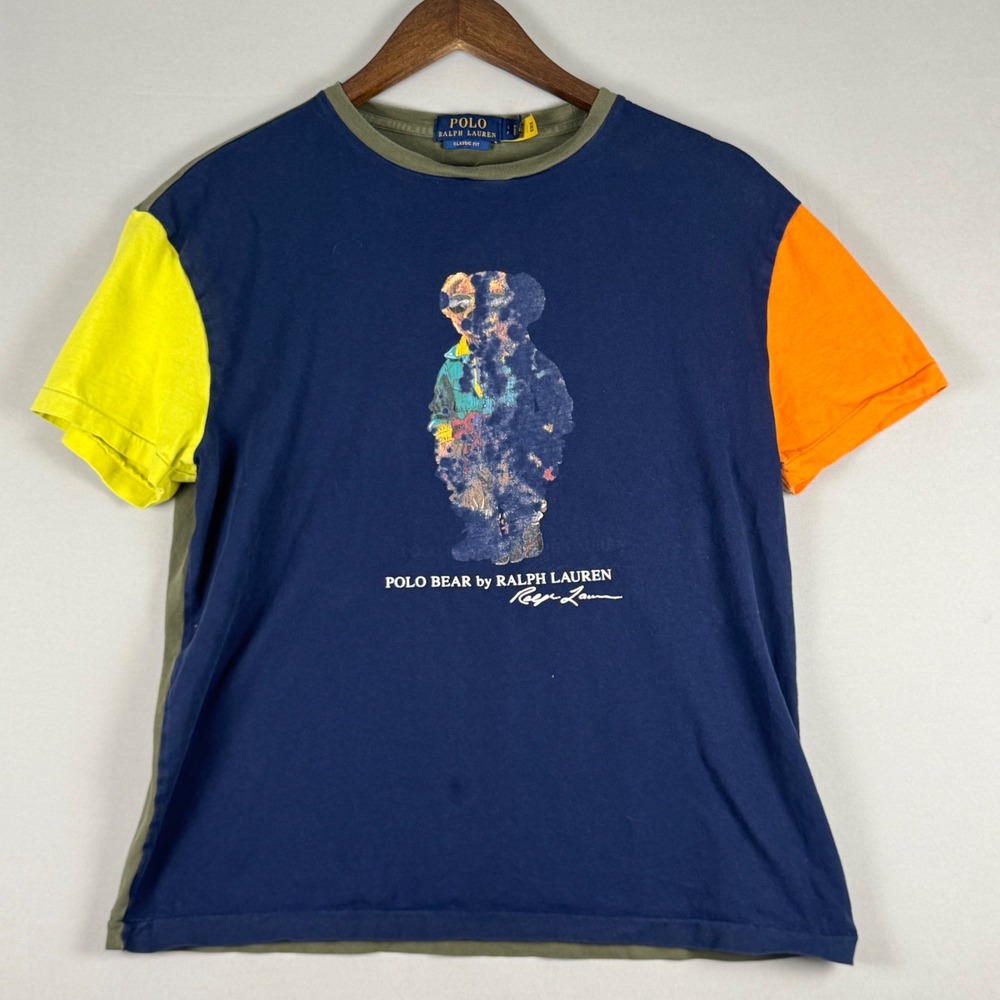 Polo Ralph Lauren Polo Bear T-Shirt Mens Small Navy Colorblock Excellent